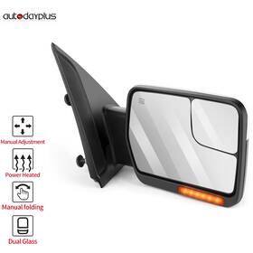 Adp05021cp946s Autodayplus Chrome Power Heated Tow Mirror For 2004-14 Ford F150 Turn Signal Passenger Side