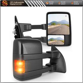 Aut1180730us Autodealsparts Tow Mirrors For 1999-2007 F250 Super Duty L&r Power Heated Carbon Fiber Signal