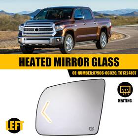 87906-0c020 Auxito For 2007-2020 Toyota Tundra Left Driver Side Heated Mirror Glass With Turn Signal P
