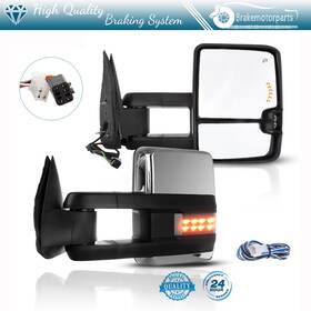 Bra050905oke Brakemotorparts Chrome Power Heated Led Signal Tow Mirrors For 99-02 Chevy Silverado Sierra Pair
