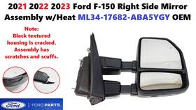 Ml34-17682-aba5ygy Ford 2021 2022 2023 F150 Right Side Mirror Assembly With Heat
