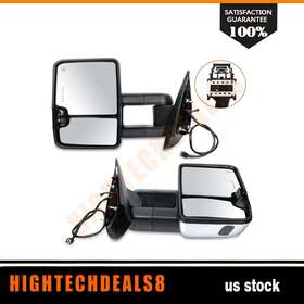 Hd05090901 Hightechdeals8 Chrome Power Heated Tow Mirrors Led Signal For 07-13 Chevy Silverado Sierra 1500