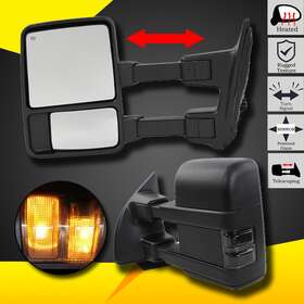 Fo1320196 Leadzm Left And Right For Ford F250 Power Heated Turn Signal Textured Black Towing Mirror