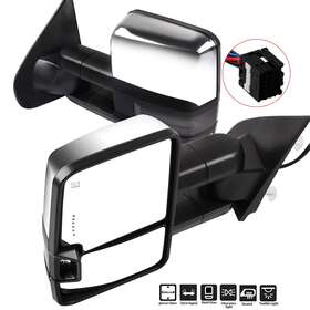 Tca06519101sp Topcn Chrome Side Mirrors For 2015-18 Silverado Sierra 1500 Power Heated Signal Puddle