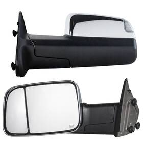 Ch1320350 Wllw Pair Tow Mirrors For 09-18 Dodge Ram 1500 2500 Power Heated Signal Chrome Cap
