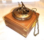 Sun Dial Pocket Watch Brass Compass Chain Antique Gold Lustre Wooden Box Uk. Fixed Price $108.73.