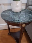 Mid 20TH Century Regency Style Marble Pedestal Side Table From Bombay Company. Fixed Price $250.00.