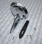 1963-1967 Buick Riviera Outside Rearview Mirror. Tri-shield W/ Gasket & Hardware. Fixed Price $93.50.
