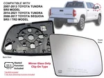 For Toyota 2007-2021 Tundra 2008-2017 Sequoia Mirror Glass Heated Passenger Side. Fixed Price $25.99.