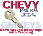 1936-1966 Gm Chevy Chevrolet Ignition Key Cut To Code 8001-8250. Fixed Price $11.99.