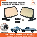 Black Pair Side View Door Wing Mirror Assy For Nissan Datsun 720 Pickup 80-91. Fixed Price $75.00.