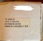 Counterpart 70-18403-R 1970-72 Chevy/gmc Pickup Right Exterior Mirror Kit. Fixed Price $54.99.