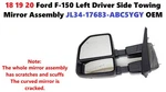 18 19 20 Ford F150 Left Driver Side Towing Mirror Assembly JL34-17683-ABC5YGY. Fixed Price $220.00.