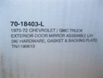 Counterpart 1970-72 Chevy/gmc Pickup Exterior Mirror Kit Left Side 70-18403L. Fixed Price $44.99.