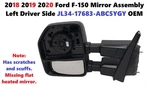 2018 2019 2020 Ford F150 Mirror Assembly Left Driver Side JL34-17683-ABC5YGY. Fixed Price $180.00.