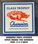 Minnesota Dragways Class Trophy - Window Vinyl Decal Sticker Vintage Racing. Fixed Price $9.42.