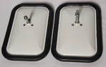 Nos Yankee 5" X 8" Mirrors Steel White Powder Coat Finish Pair Usa Rubber Rimmed. Fixed Price $60.00.