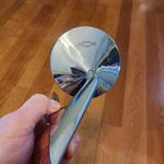 Vintage Chevrolet Chevy Drivers Side Chrome Round Bowtie Door Mirror - No Glass. Fixed Price $6.49.
