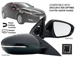 For Door Mirror 2012 2013 Kia Optima Power Folding Signal Heated Passenger Side. Fixed Price $97.77.