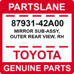 87931-42A00 Toyota Oem Genuine Mirror Sub-assy, Outer Rear View, Rh. Fixed Price $78.71.