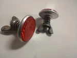 Red License Plate Reflector Mounting Bolts. Vintage Pair, Original Accessory. Fixed Price $14.95.