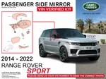 Range Rover Sport Factory Oem Passenger Side (6-PART) Mirror Assembly Kit. Fixed Price $2152.95.